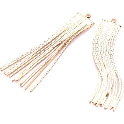 3Pcs/Lot Wholesale 18K Real Gold Plated Tassel Earring Charms Pendent Brass Necklace Charms Jewelry Making Kits for Women Girls