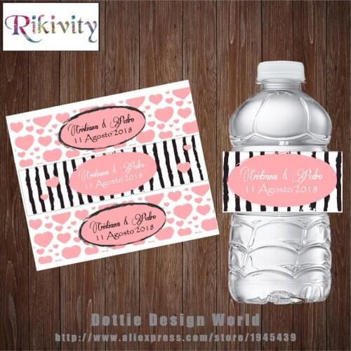 20 Pcs Custom Sweet 16 Wedding Water Bottle Labels Candy Bar Wrapper Wine Champagne Label Baby Shower Birthday Party Decoration