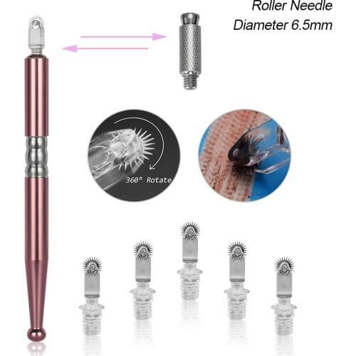 5pcs Micro Needle Roller with 1 pc Micro Needling Pen Disposable Tattoo Eyebrow Blade Lamina Agulha Sobrancelha Tebori Fog