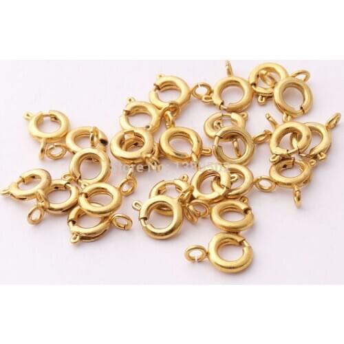 50pcs/lot 16*15mm Gold Color Spring Ring Clip Buckle for Necklace Connector Decoration Accessories