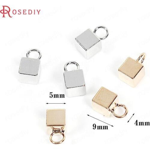 C280)20 pieces 8x4mm 9x5mm Gold Color Plated Brass Cube Cuboid End Charms Diy Jewelry Findings Earrings Accessories Wholesale