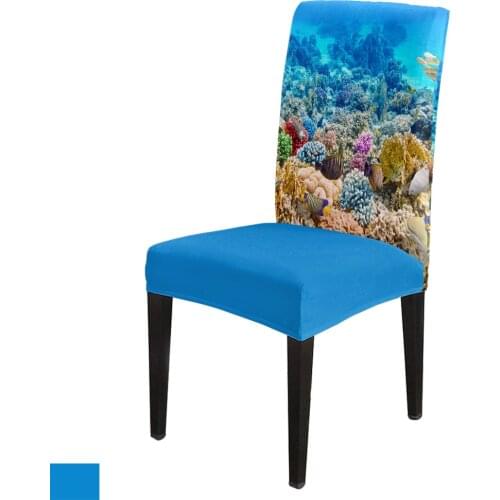 Spandex Chair Cover Ocean Coral Tropical Fish Colorful Chair Cover Home Decor Hotel Wedding Supplies Dining Chair Cover Stretch