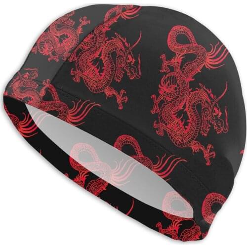 Mens Asian Culture Swimming Caps Dragon Tattoo Bath Cap Swimwear For Swimming Pools