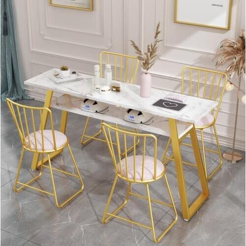 Double single simple modern manicure table and chair set marble Nordic