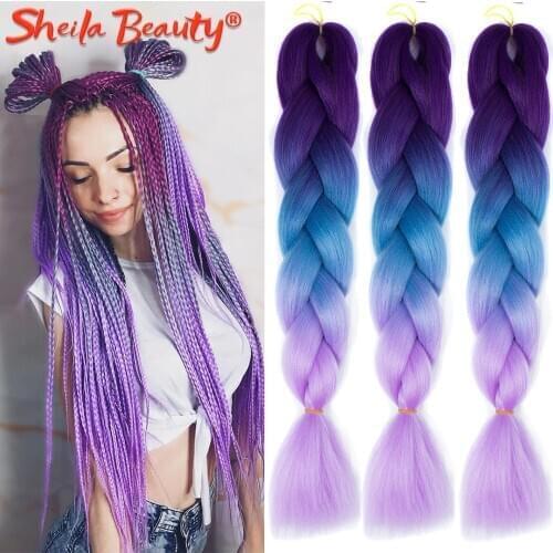 Ombre Jumbo Braids Synthetic Braiding Hair Extensions 24 Inch Box Braids Hair pre stretched Pink for Women