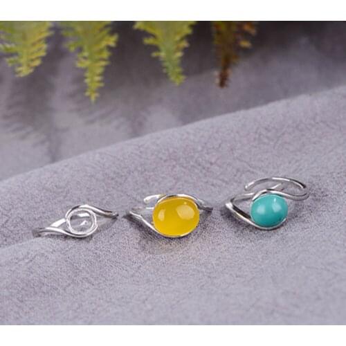 Ring Blank (6x7mm/8x9mm/9x11mm Oval Blank) 925 Sterling Silver Ring Base Adjustable Ring Setting R941B