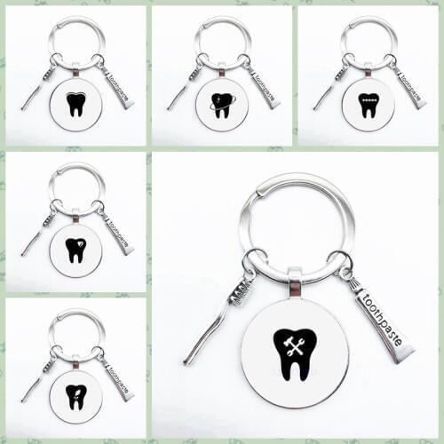 Creative Handmade Mini Pendant Keychain Toothpaste Toothbrush Protection Teeth Personality Keychain Fashion Jewelry Gift