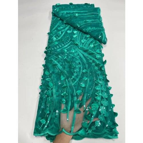 Green African Mesh Lace Fabric 2021 High Quality French Tulle Lace Fabric with Sequins Lace Flower For Nigeria Wedding Dress