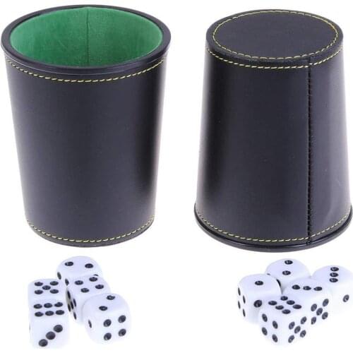 Faux Leather Flannel Dice Cup with 5 Dice Bar KTV Entertainment Accessories Entertainment Accessories Dice Cup