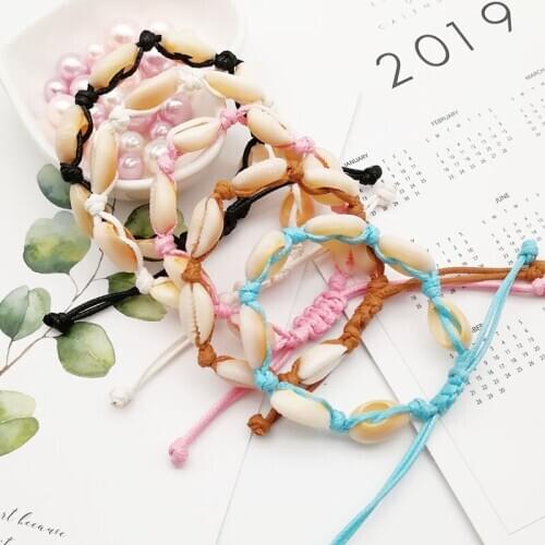 Summer Beach Natural Shell Necklace Bracelet Adjustable Boho Hawaii Cowrie Shell Bracelet for Women Girls Jewelry Gifts