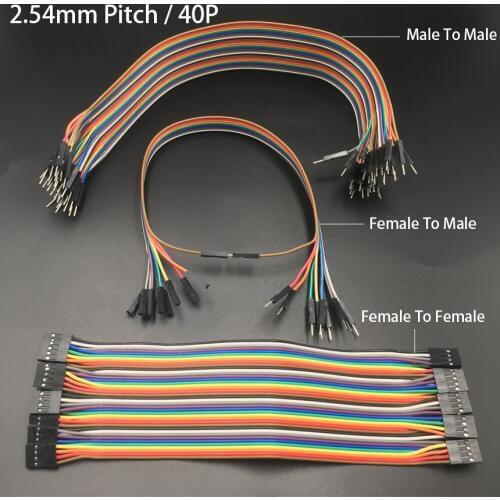 10cm 20cm 30cm Length 40P 40 Pins Male To Female 2.54mm Pitch Copper Connector Dupont Test Line Cable Jumper Wire Pair