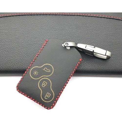 Fashion Men Car Key Leather Cover Protector Holder For Renault Clio Logan Megane 2 3 Koleos Scenic Card 4 Buttons Keychain Case