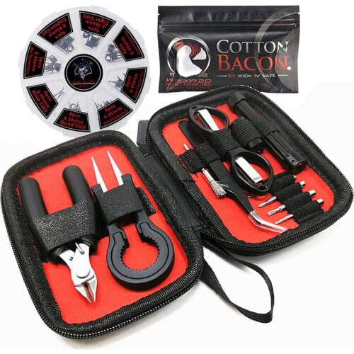 9 in 1 Electronic Cigarette DIY Tool Kit Coil Jig Tweezers Pliers Repair Tool Kits for Cig Accessories Vape Bag Coiling Kit