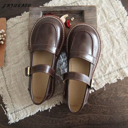 Mori Girl Retro Small Leather Shoes Japanese College Style Mary Jane Shoes Thick-Sole Casual Single Shoes Big Head Doll Shoes
