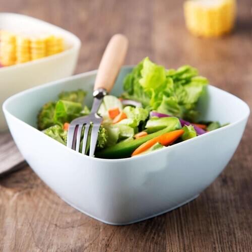 New Hot Plastic Fruit Salad Bowl Tableware Plate Noodle Rice Bowl Kitchen Dinnerware Salad Soup Bowls 3 Colours Japan Style