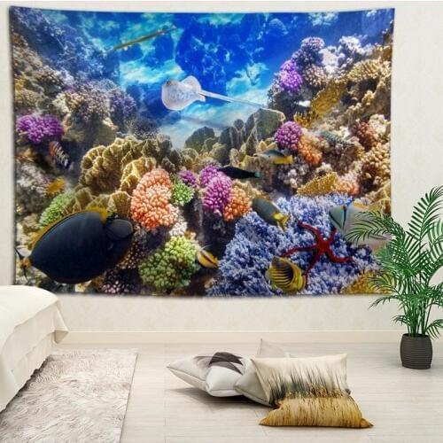 New arrival custom Underwater World printing tapestry More Size home living room bedroom decorative wall blanket