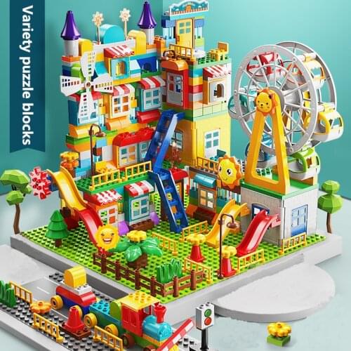 High Quality 13 Styles Big Size Duploed Building Blocks Marble Race Run Blocks Big Particle Building Bricks Toys Children Gifts