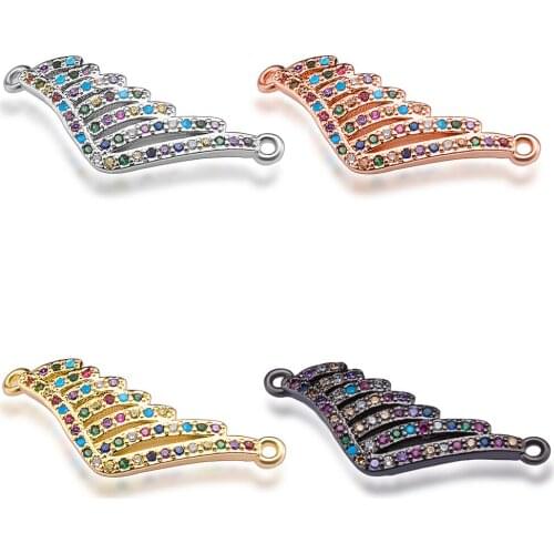 NEW colorful wings high quality bracelet jewelry connector accessories diy jewelry bracelet making gift micro pave cz copper