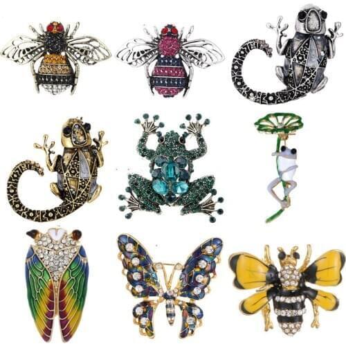 New Vintage Insect Enamel Brooch Pin Animal Bee Lizard Butterfly Brooches Luxulry Clothing Jewelry for Women and Men Accessories