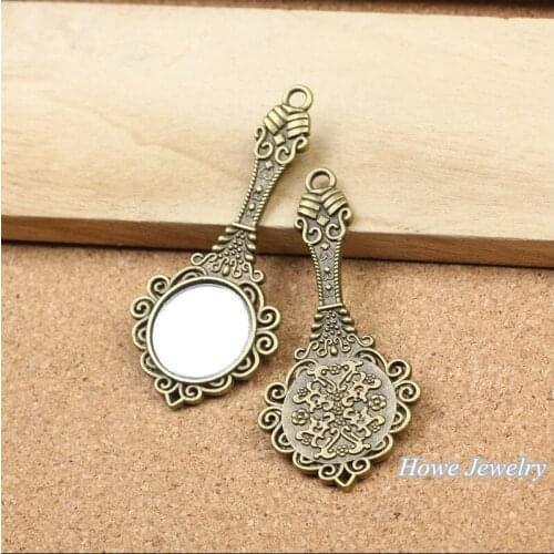 Wholesale 3 pcs quality Antique bronze Mirror Pendant Alloy DIY Fashion charm Bracelet Necklace Jewelry Accessories