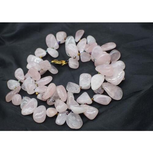 Pink quartz baroque 5-13mm necklace 18inch wholesale beads nature FPPJ woman 2018