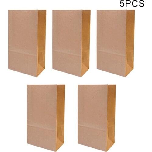 5 Peices Kraft Paper Bag with Handles Solid Color Gift Packing Bags for Store Clothes Wedding Christmas Party Supplies Handbags