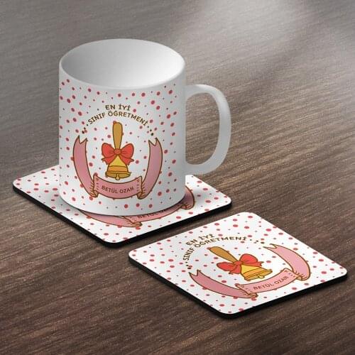 Personalized Best Class Teacher Design Mug and Cup Coaster Set-1