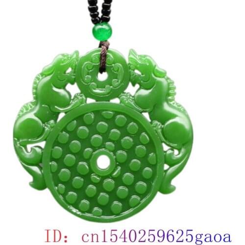 Green Jade Pixiu Pendant Gifts Chinese Natural Fashion Necklace Jewelry Tiger Double-sided Amulet Carved Women Charm