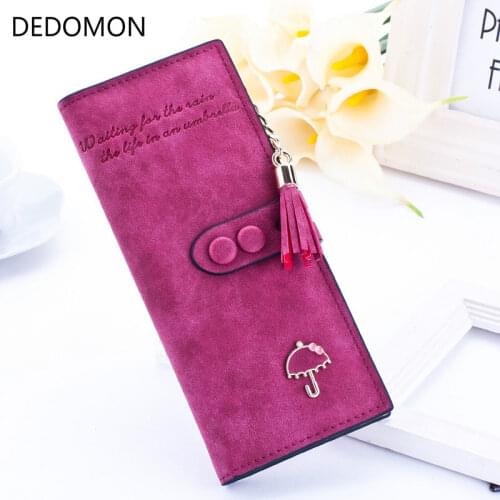 2020 Luxury Brand Designer Long Hasp Women Wallet Clutch Leather Tassel Zipper Purse with Umbrella Card Holder Coin Money Bag