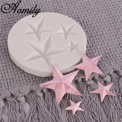 Aomily Stars Shape Cake Silicone Mold Fondant Molds Chocolate Candy Biscuits Moulds Wedding Accessories Baking Tools for Cakes