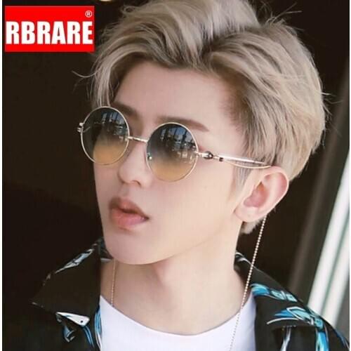 RBRARE Alloy Frame Sunglasses Men Vintage Round Sunglasses Women Luxury Designer High Quality Gradient Shades for Women Gafas