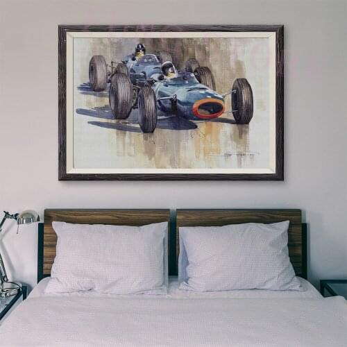 T134 Retro Racing Car Classic Painting Blue racing car 77 Custom Silk Poster Home Deco Wall Art Christmas Gift