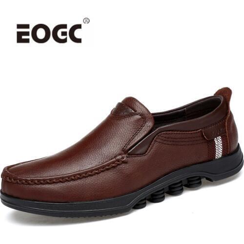 Genuine Leather Men Shoes Autumn Walking Men Flats Loafers Slip on Breathable Casual Shoes Driving Shoes Men Dropshipping