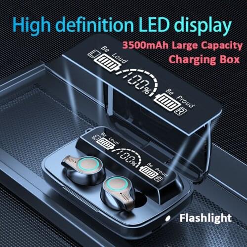 2021 TWS Noise Cancelling Bluetooth Earphone 3500mAh Charging Box Wireless Headphone With Mic Flashlight Earbuds Headset