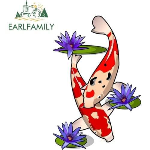 EARLFAMILY 13cm x 8.8cm for Koi Carp Cartoon Car Body Decal Vinyl Car Stickers Creative ATV Refrigerator Scratch-Proof Sunscreen