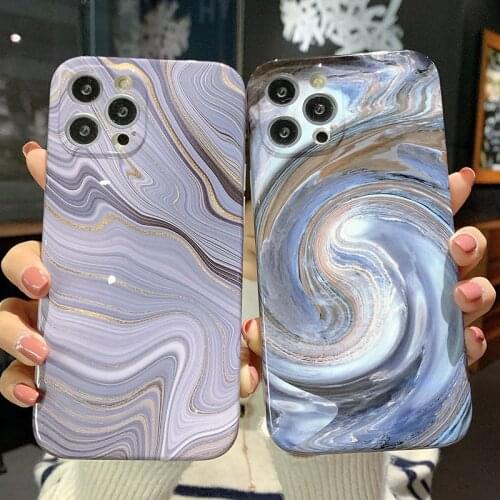 Vintage Marble Pattern Phone Case for iPhone 11 12 Mini Pro Max XS Max X XR 7 8 Plus Matte Stripe Soft IMD Shockproof Case