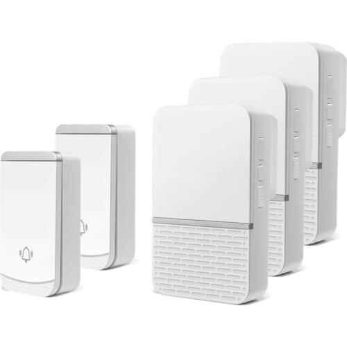 Waterproof Wireless Doorbell 1 2 3 Button 1 2 3 Receiver Elderly Pager Door Call Ring 45 Ring Tunes 4 Volume Chime B512 White