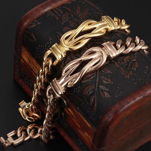 High Quality Bracelet Chain Stainless Steel Gold/Rose Gold Cutout Cuban Curb Link Chain Mens Boys Bracelet Bangle Friend Gift
