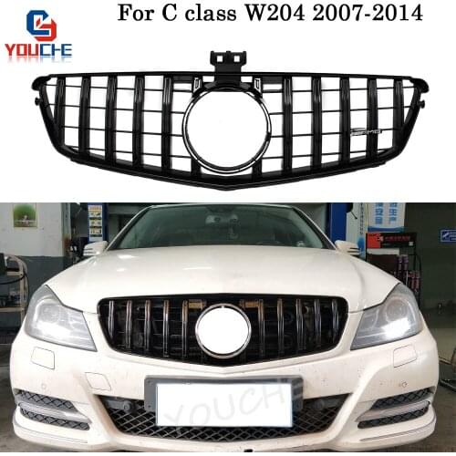 GT R Style Front Bumper Grill Hood Grille Mesh for Mercedes W204 C Class 2009 - 2014 C180 C200 C250 C300