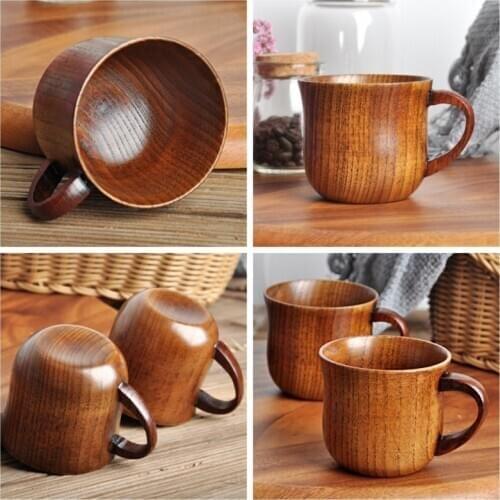 Natural Jujube Wooden Cup Handmade Water Coffee Mug Tea Beer Juice Milk Mugs With Handle Drink Tea Cups Kitchen Drinkware Gift