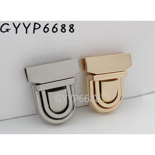 1-5 sets 34*42mm 3 colors metal shiny color tongue shape push lock for handbag chain purse press locks bag accessories