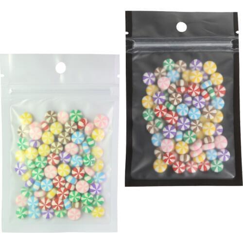 10x18cm/ 4x7 inch 100pcs Matte Clear/ white/ white Mylar Plastic Storage Bag Flat Zip Lock Packing Bags with a hole on the top