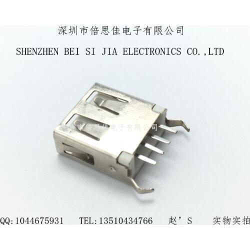 30pcs/Vertical Flat Bend foot USB Socket USB A Female seat AF180 degrees USB Female seat Type A 13.7mm