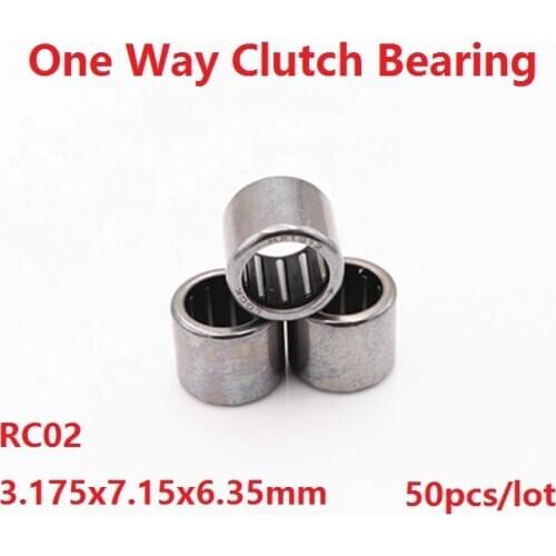 50pcs/lot RC02 3.175x7.15x6.35mm Bore Diameter Inch Size One Way Clutch Needle roller Bearing One way bearing 3.175*7.15*6.35mm