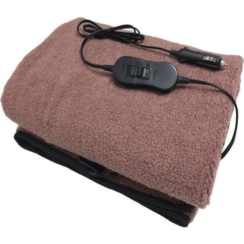 Car Heating Blanket Lattice 12V Energy Saving Teddy Solid Fleece Blanket Warm Winter Car Electric Blanket Automotive 145*100cm