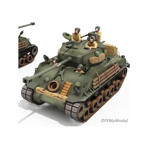 DIYMyModeI Sherman M4A3E8 Tank DIY Handcraft Paper Model KIT Handmade Toy Puzzles Gift Movie props