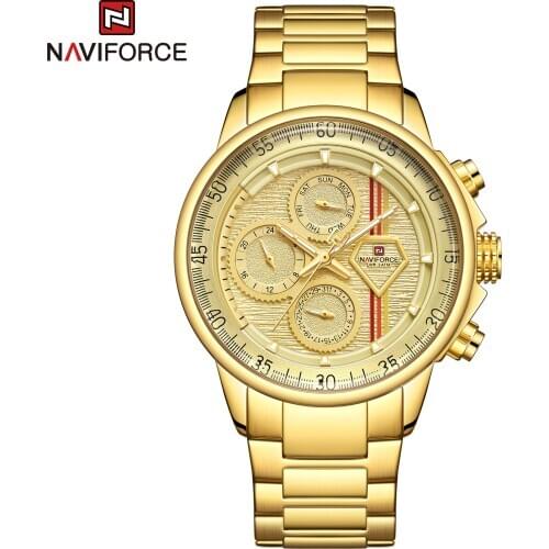 NAVIFORCE Luxury Brand Men Watch Sport Watch Gold Full Steel Quartz Date Waterproof Military Clock Man Relogio Masculino 2020