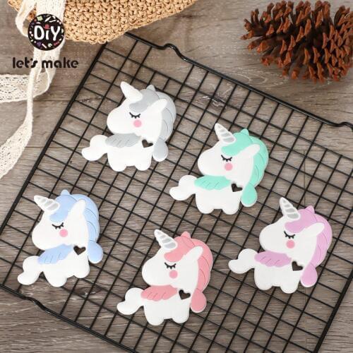 Lets Make Baby Teether Food Grade Silicone Rodent DIY Bracelet Necklace Pendant For Pacifier Unicorn 1PC Teethers For Teeth