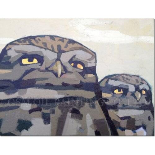 Funny Design High Skills Artist Handmade Funny Fat Bird Oil Painting for Wall Art Abstract Fat Animal Owl Oil Painting