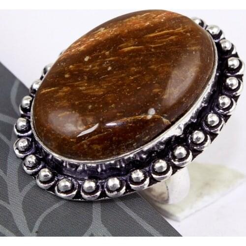Brown Jaspper Ring Silver Overlay over Copper , Size: 7.25, R0080